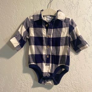 Navy Blue Plaid Bodysuit